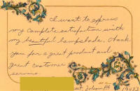 Lamp shade customer comment and feedback post card