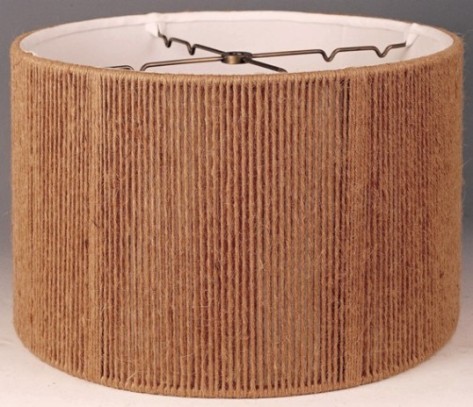 Linen Lamp Shades With Textured Woven Fabrics Silk String Shallow Drum Shade Natural