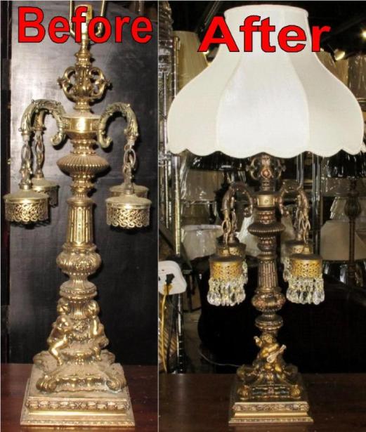Lamp Refinishing Polishing Buffing Painting Patina Antique Candelabra Refinished And Complete Restoration Lamp Refinishing Repair