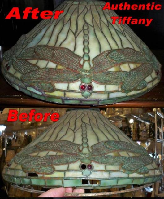 Tiffany Lamp Repair And Shade Tiffany Lamp Repair Example Authentic Louis Comfort Clara Driscoll Design Before And After