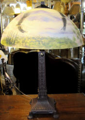 18" reverse painted glass shade with eagles soaring