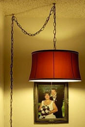 Drum shade swag lamp